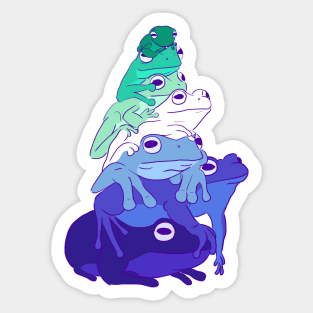 Gay Pride Frog Stack (green and blue) Sticker